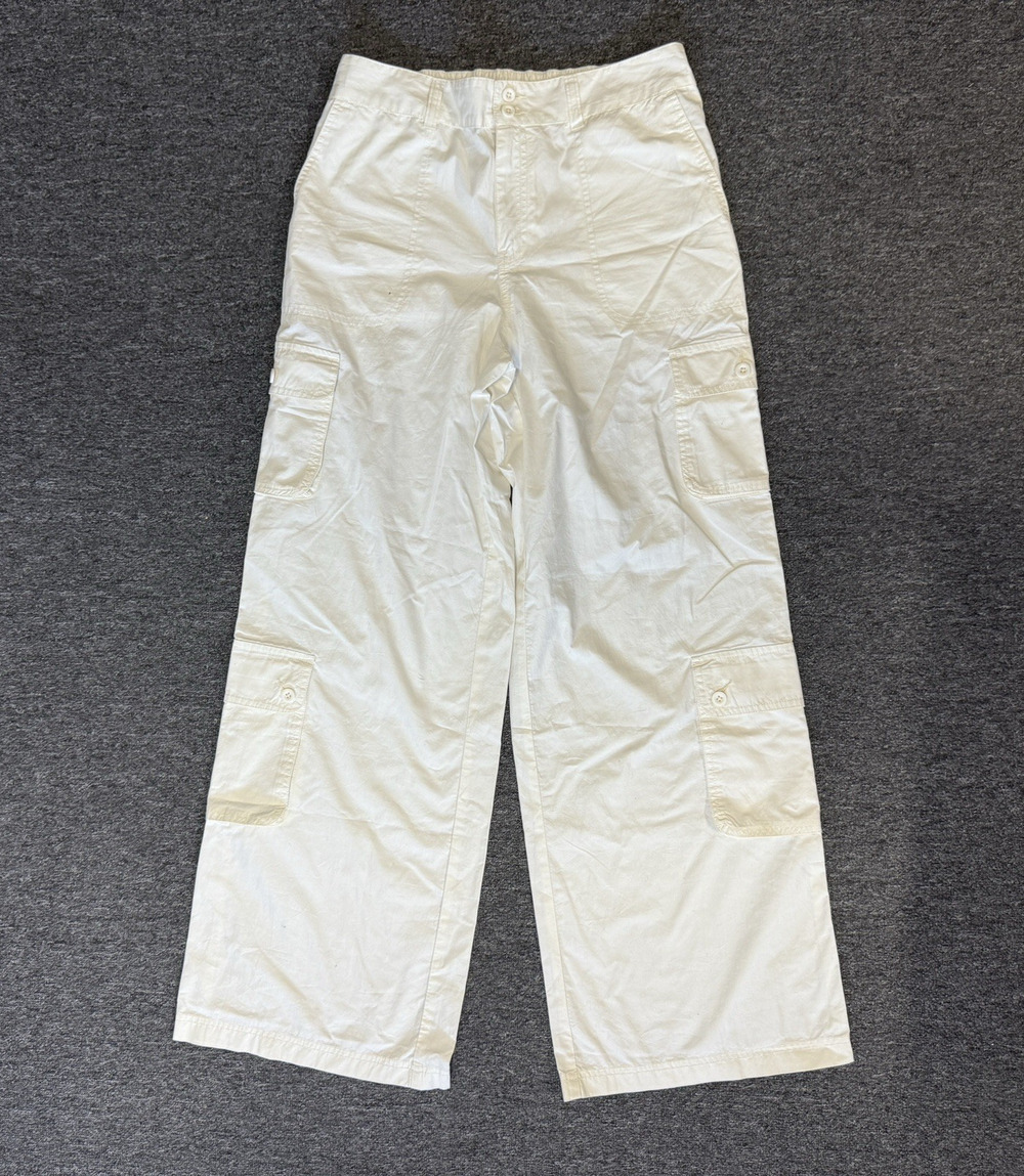 BP Nordstrom Cargo Pants Women’s Size M 100% Cotton White VACAY CRUISE